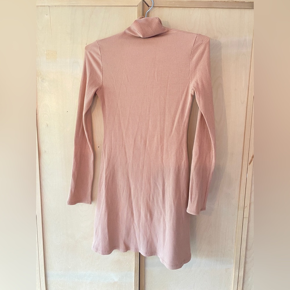 Tan Reformation Turtleneck Ribbed Dress - Size Mediun